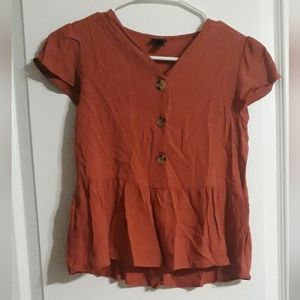 Art Class paprika colored v-neck buttoned shirt